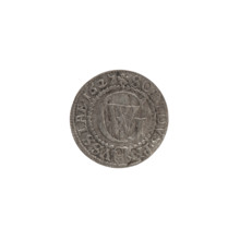 szelag (coin), obverse: Prussian eagle with crowned letter S on its chest; rim inscription