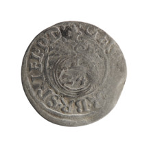 One-and-a-half coin, Ernest Pfahler. Obverse: royal orb with a cross whose arms terminate in