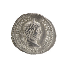 denarius, Caracalla (188–217; Roman emperor 198–217), head of emperor with laurel wreath