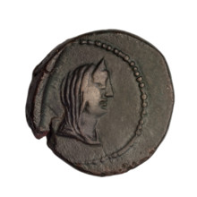 Bronze coin, Phanagoria, (as Agrippias), prora (iconographic); obverse: head of a woman in a diadem