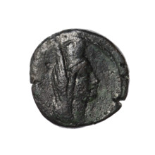 Bronze coin, Pantikapaion (as Kaisarea); obverse: woman's head in kalathos and veil (Aphrodite