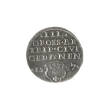 Gdansk trojak, Sigismund II Augustus (King of Poland; 1544–1572), royal bust, Gdansk coat of arms,