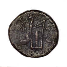 bronze coin, Pantikapaion; obverse: head of young Dionysus in an ivy wreath facing right; reverse: