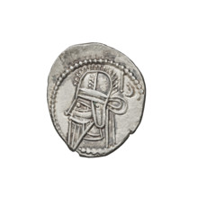 drachma, Vologases V (191–208). Obv.: head of Vologases V in tiara, king facing left. Rev.: Arsakes