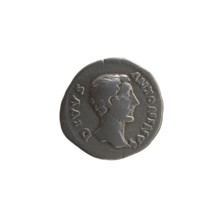 Denarius, posthumous issue after Antoninus Pius (86–161) showing head of Antoninus Pius bare to