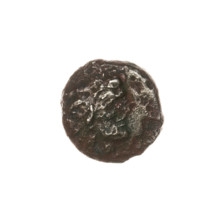 Bronze coin, Pantikapaion; obverse: head of beardless Satyr to the right; reverse: protoma of