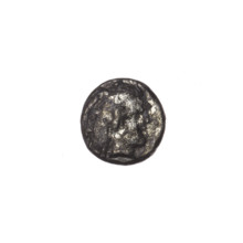 Obol, Pantikapaion; obverse: head of a beardless Satyr in a willow wreath facing right; reverse: