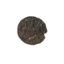 bronze coin, Pantikapaion; aw: head of beardless Satyr to the right, pearl rim; rw: bow in quiver