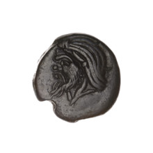 bronze coin, Pantikapaion, bull's head (iconographic), Satyr's head (iconographic), Black Sea,