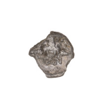 triobol, Pantikapaion, head of Apollo (iconographic), spears, lion head (iconographic), Black Sea,