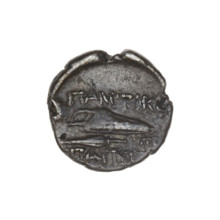 drachma, Pantikapaion, bow in a quiver (iconographic), head of Apollo (iconographic), monograms,