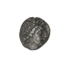 drachma, Pantikapaion, bow in a quiver (iconographic), head of Apollo (iconographic), Black Sea,