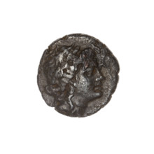 drachma, Pantikapaion; aw: head of Apollo to the right; rw: bow in a gorytos to the left, below it