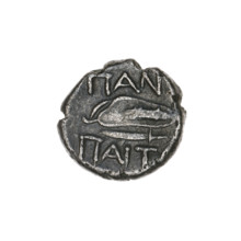 drachma, Pantikapaion, bow in a quiver (iconographic), head of Apollo (iconographic), Black Sea,