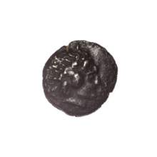 Diobol, Pantikapaion; obverse: head of Apollo right; reverse: lyre with inscription in two columns