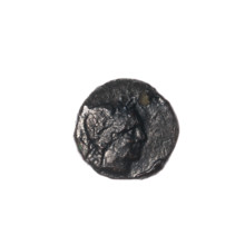 bronze coin, Pantikapaion; obverse: head of Apollo to the right; ear of corn to the left,