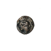 bronze coin, Pantikapaion; obverse: head of Apollo to the right; obverse: ear of corn to the left,