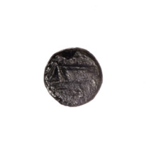 Bronze coin, Pantikapaion; obverse: head of Apollo to the right; reverse: bow in a gorythos to the