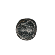 Bronze coin, Pantikapaion; obverse: head of Apollo to the right; reverse: bow in gorythos to the