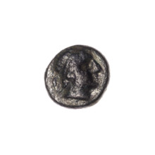 bronze coin, Pantikapaion; obverse: head of Apollo to the right; reverse: bow in a gorythos to the