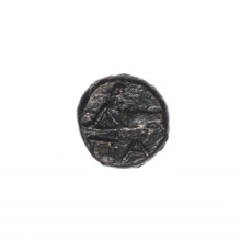 Bronze coin, Pantikapaion; obverse: head of Apollo to the right; reverse: bow in gorythos to the