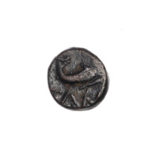 bronze coin, Pantikapaion; obverse: head of Apollo to the right; reverse: dolphin to the right,