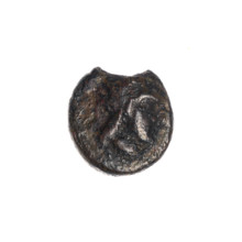 bronze coin, Pantikapaion; iconography: Dioscuri caps, Satyr's head; motifs: Satyr (mythology),
