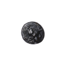 bronze coin, Pantikapaion; obverse: head of Athena in a Corinthian helmet facing right; reverse: