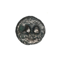 bronze coin, Pantikapaion; iconography: Dioscuri caps, Satyr's head; regions: Black Sea, Cimmerian