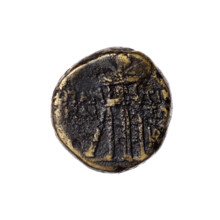 bronze coin, Pantikapaion; obverse: head of Apollo in a laurel wreath facing right; reverse: