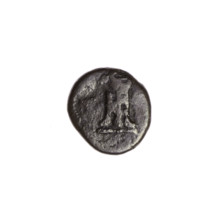 bronze coin, Pantikapaion; tripod (iconographic), stars, eight-pointed star (iconographic);