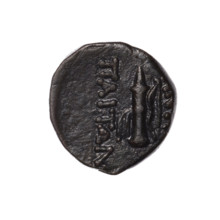bronze coin, Pantikapaion; head of Apollo in a laurel wreath to the right (obverse); reverse: