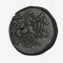 Bronze coin, Chersonesos; obverse: Artemis on a quadriga to the right, a torch in the raised right