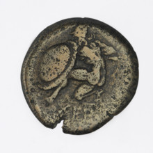 Bronze coin, 350–330 BC, Chersonesos (Chersonesos Taurica). Obverse: Artemis (Deva) on a quadriga