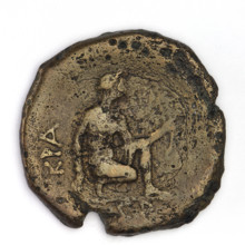 bronze coin, Chersonesos, Artemis kneeling, griffins, Artemis (mythology), Black Sea, Artemis with