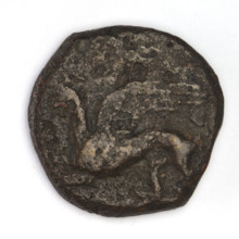 bronze coin, Chersonesos, Artemis kneeling, griffins, Artemis (mythology), Black Sea, Artemis with