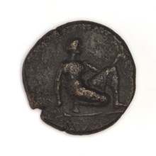 bronze coin, Chersonesos, griffins, kneeling Artemis, Artemis (mythology), Black Sea, Artemis with
