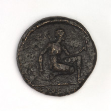 bronze coin, Chersonesos, griffins, Artemis kneeling, Black Sea, Artemis (mythology), Artemis with
