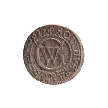 szelag by Ernest Pfahler (1627). Silver coin (diameter 16.2 mm, weight 0.62 g, axis 0°) struck in