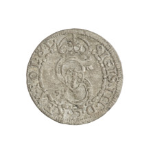 Szelag (coin), 1604. Obverse: crowned monogram with a shield inscribed with the Vasa coat of arms;