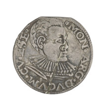 Trojak (with a bust of Frederick Kettler). Obverse: in the border a male bust in armor decorated