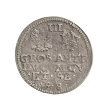 Trojak (with a bust of Wilhelm Kettler). Obverse: in the border a male bust facing right with long