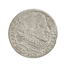 Trojak (with a bust of Wilhelm Kettler). Obverse: in the border a male bust with long hair and a