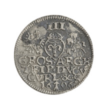 Trojak (with a bust of Wilhelm Kettler). Obverse: in the border a male bust facing right with long