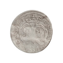 Trojak by Justyn Karol Schröder (master of the Mitawa mint 1763–1764); obverse: male bust in armour