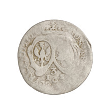 Trojak by Justyn Karol Schröder (master of the Mitawa mint 1763–1764), 1764. Coin of the Duchy of