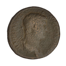 Sestertius of Hadrian (76–138; Roman emperor 117–138). Coin (personification). Obverse: Head of
