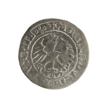 Lithuanian half-grosz, Sigismund I the Old (King of Poland; 1506–1548). Silver coin (half-grosz),