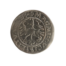 Lithuanian half-grosz, Sigismund I the Old (king of Poland; 1506–1548). Silver coin (half-grosz),