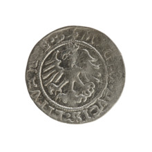 Lithuanian half-grosz, Sigismund I the Old (king of Poland, 1506–1548). Silver coin (1522).
